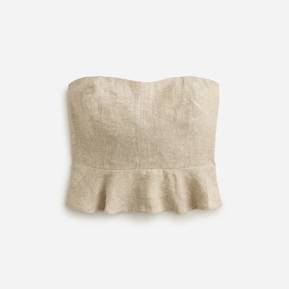 J. Crew Tops - J Crew Cropped bustier peplum top in heavyweight linen
